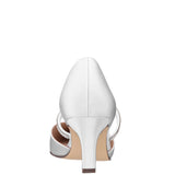 BRYSTOL-WOMEN'S WHITE SATIN MID-HEEL D'ORSAY DRESS PUMP