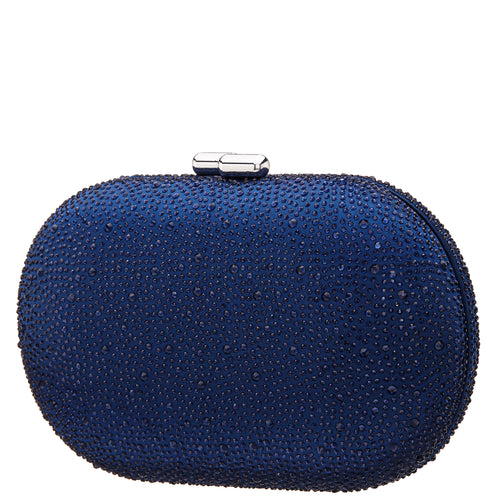 DALLY-NAVY ALLOVER CRYSTAL OVAL MINAUDIERE
