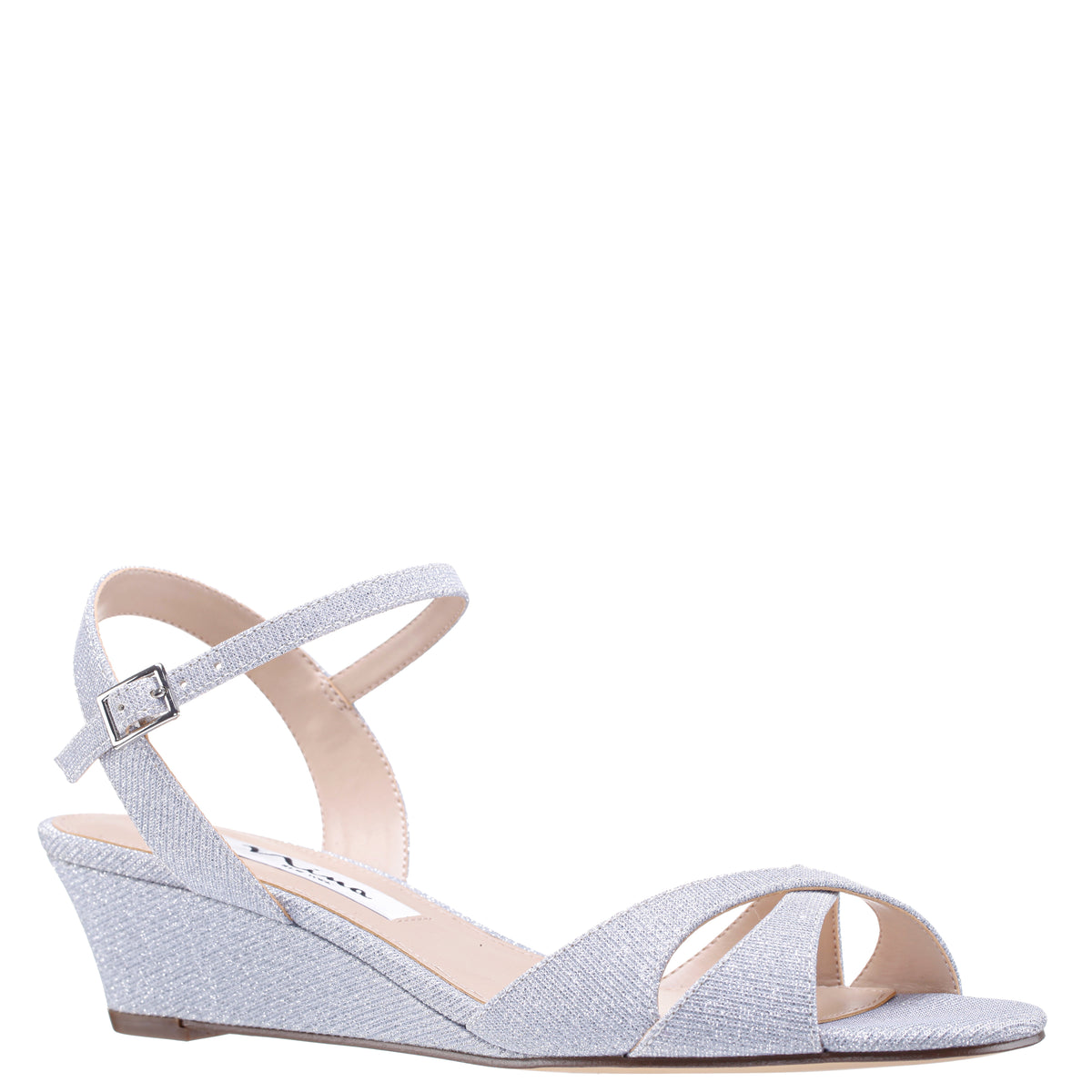 nina silver wedge shoes