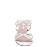 GABY-IVORY MID-HEEL SLIDE WITH BOWS ON A BLOCK HEEL