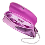 JOSELYN-ORCHID CRYSTAL FLAP MIRROR METALLIC PATENT CLUTCH BAG