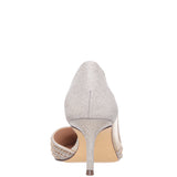 NOREEN-Women's Platino Glitter Crystal Pointy-Toe Mid-Heel d'Orsay Pump