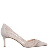 NOREEN-Women's Platino Glitter Crystal Pointy-Toe Mid-Heel d'Orsay Pump