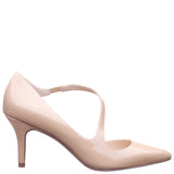 THELMA-Womens Latte Patent Pointy-Toe Mid-Heel Classic Pump