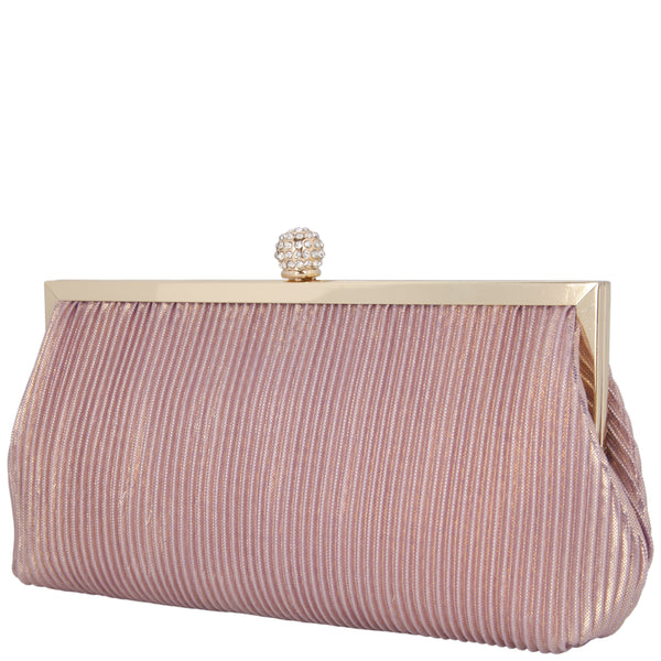 Powder pink Isa clutch bag with gold sequins
