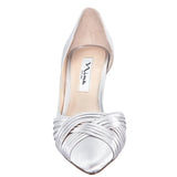BLAKELY-NEW SILVER  SATIN POINTY-TOE D'ORSAY MID-HEEL DRESS PUMP