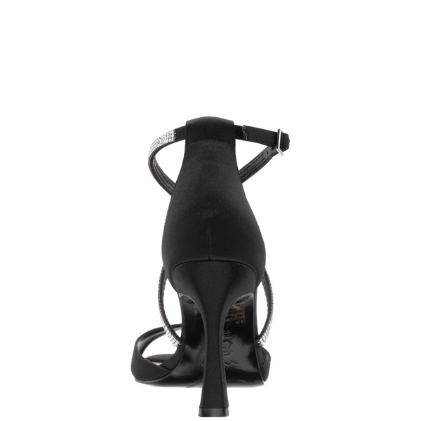 DOREAN-Womens Black Satin Dressy Sandal