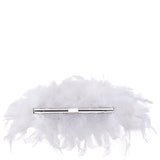 ALANA-WHITE ALL OVER FEATHER FRAME CLUTCH
