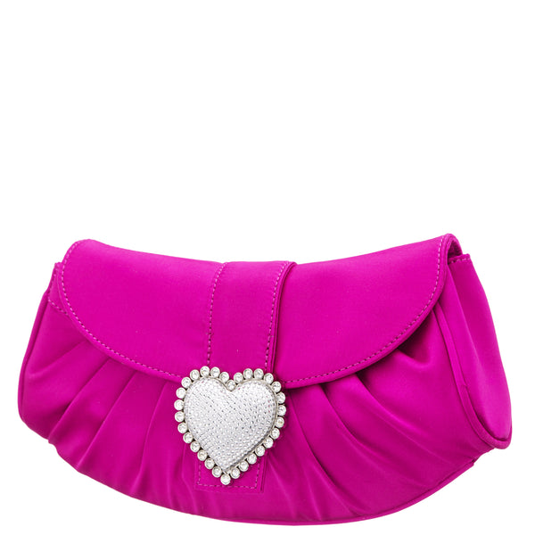 APOLINA-PARFAIT PINK 
CRYSTAL HEART ADORNED CLUTCH