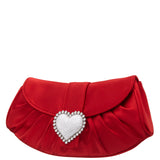 APOLINA-RED ROUGE 
CRYSTAL HEART ADORNED CLUTCH