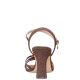 APRIL-Womens Dark Bronze Glitterati Strappy Mid-Heel Sandal