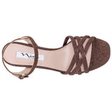 APRIL-Womens Dark Bronze Glitterati Strappy Mid-Heel Sandal