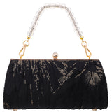 AUDRA-BLACK 
VINTAGE STYLE SATCHEL WITH CRYSTAL/LUCITE HANDLE