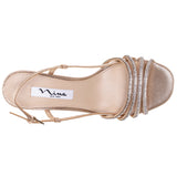 AVALEY-TAUPE METALLIC SUEDETTE WITH CRYSTALS HIGH HEEL SLINGBACK SANDAL