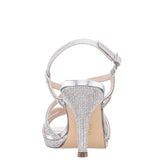 BERTHA-Womens Silver Crystal High-Heel Platform Strappy Dress Sandal