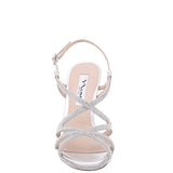 BERTHA-Womens Silver Crystal High-Heel Platform Strappy Dress Sandal