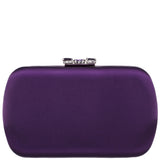 BETZY-EGGPLANT 
SATIN MINAUDIERE WITH CHUNKY CRYSTAL CLASP