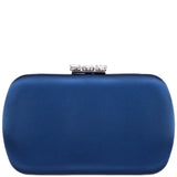 BETZY-NEW NAVY 
SATIN MINAUDIERE WITH CHUNKY CRYSTAL CLASP