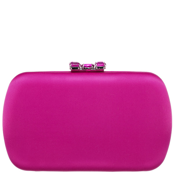 BETZY-PARFAIT PINK SATIN MINAUDIERE WITH CHUNKY CRYSTAL CLASP – Nina Shoes