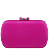 BETZY-PARFAIT PINK 
SATIN MINAUDIERE WITH CHUNKY CRYSTAL CLASP