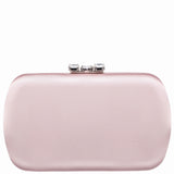 BETZY-PEARL ROSE 
SATIN MINAUDIERE WITH CHUNKY CRYSTAL CLASP