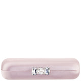 BETZY-PEARL ROSE 
SATIN MINAUDIERE WITH CHUNKY CRYSTAL CLASP