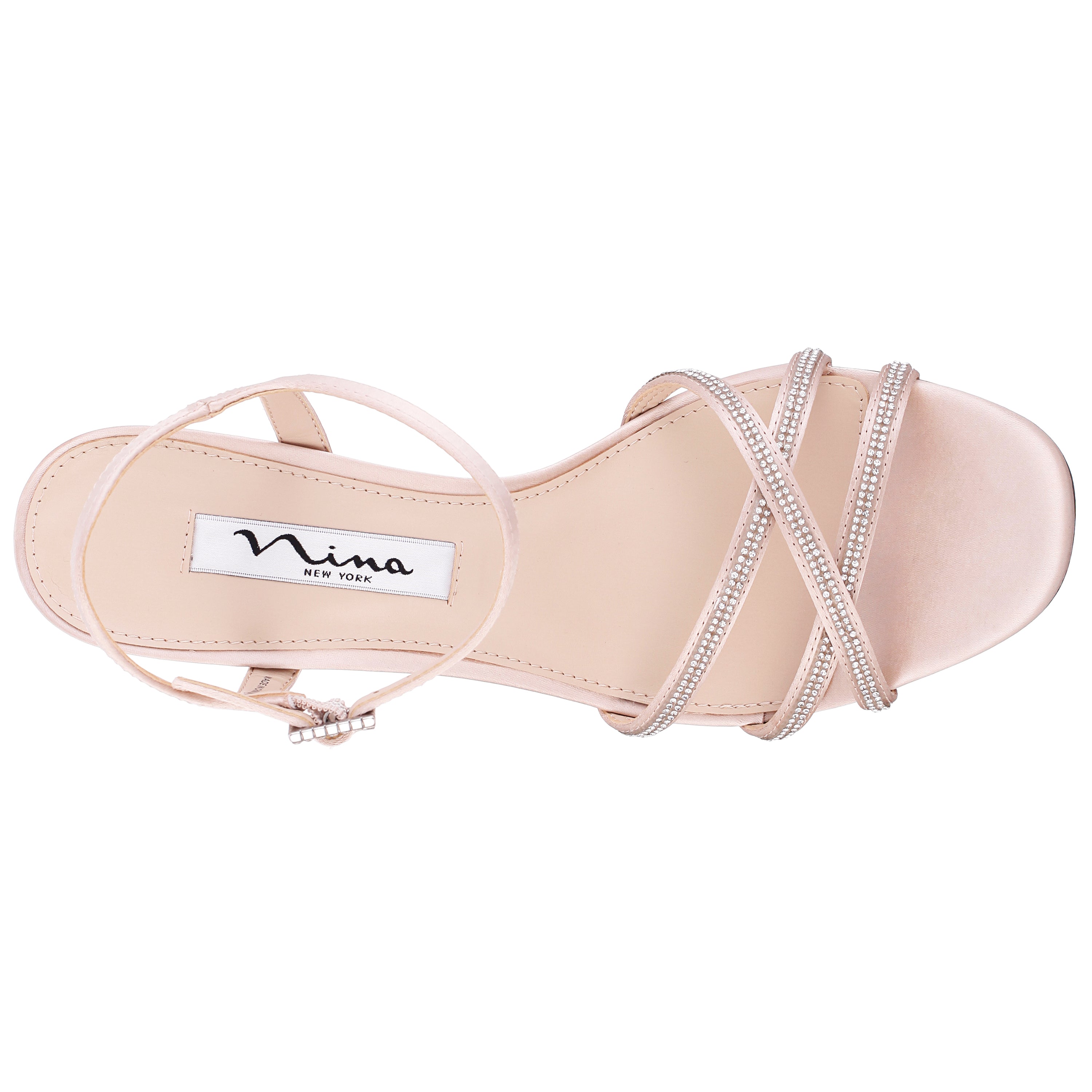 Womens Bobby Pink Satin Mid-Heel Sandals with Ankle-Strap | Nina Shoes