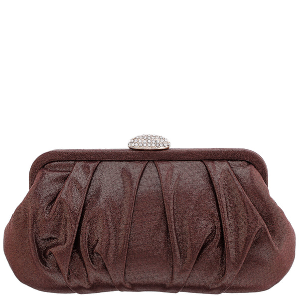 CONCORD-BRONZE PLEATED FRAME CLUTCH WITH CRYSTAL CLASP – Nina Shoes