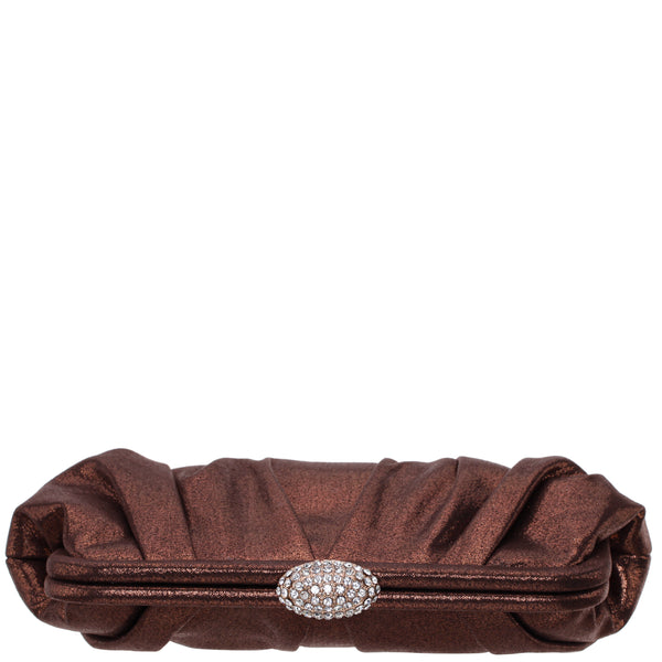 CONCORD-BRONZE PLEATED FRAME CLUTCH WITH CRYSTAL CLASP