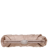 CONCORD-TAUPE PLEATED FRAME CLUTCH WITH CRYSTAL CLASP
