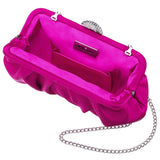 CONCORD-PARFAIT PINK PLEATED FRAME CLUTCH WITH CRYSTAL CLASP