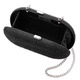 DALLY-BLACK ALLOVER CRYSTAL OVAL MINAUDIERE