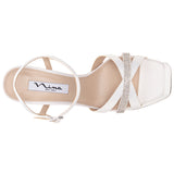 DREAM-Women's Ivory Satin Block-Heel Stiletto Strappy Platform Sandal
