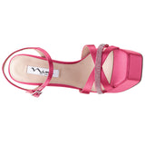 DREAM-Women's Kisses Satin Block-Heel Stiletto Strappy Platform Sandal