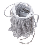 ELEGANT-SILVER 3 TIERED CRYSTAL MESH POUCH BAG