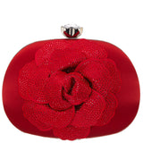 FLORES-RED ROUGE 
CRYSTAL EMBELLISHED FLOWER MINAUDIERE