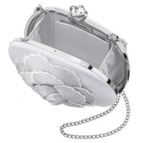 FLORES-WHITE 
CRYSTAL EMBELLISHED FLOWER MINAUDIERE