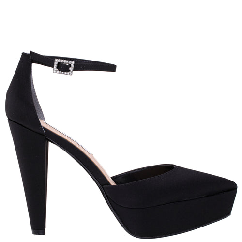 Black Closed Toe Heels | Fashion Round Closed Toe Stiletto High Heel Black  PU Ankle Strap Pumps ... | Ankle strap heels, Black high heels, Black ankle  strap heels
