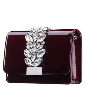 Womens Kaia Red Patent PU/Glass Crystal Clutch | Nina Shoes