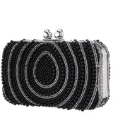 KENDRA-BLACK BEADED/CRYSTAL MINAUDIERE WITH DOUBLE HEARTS CLASP
