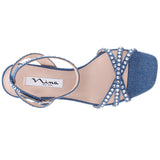 LAURA-Women's Denim with Rhinestones Mid-heel Sandals