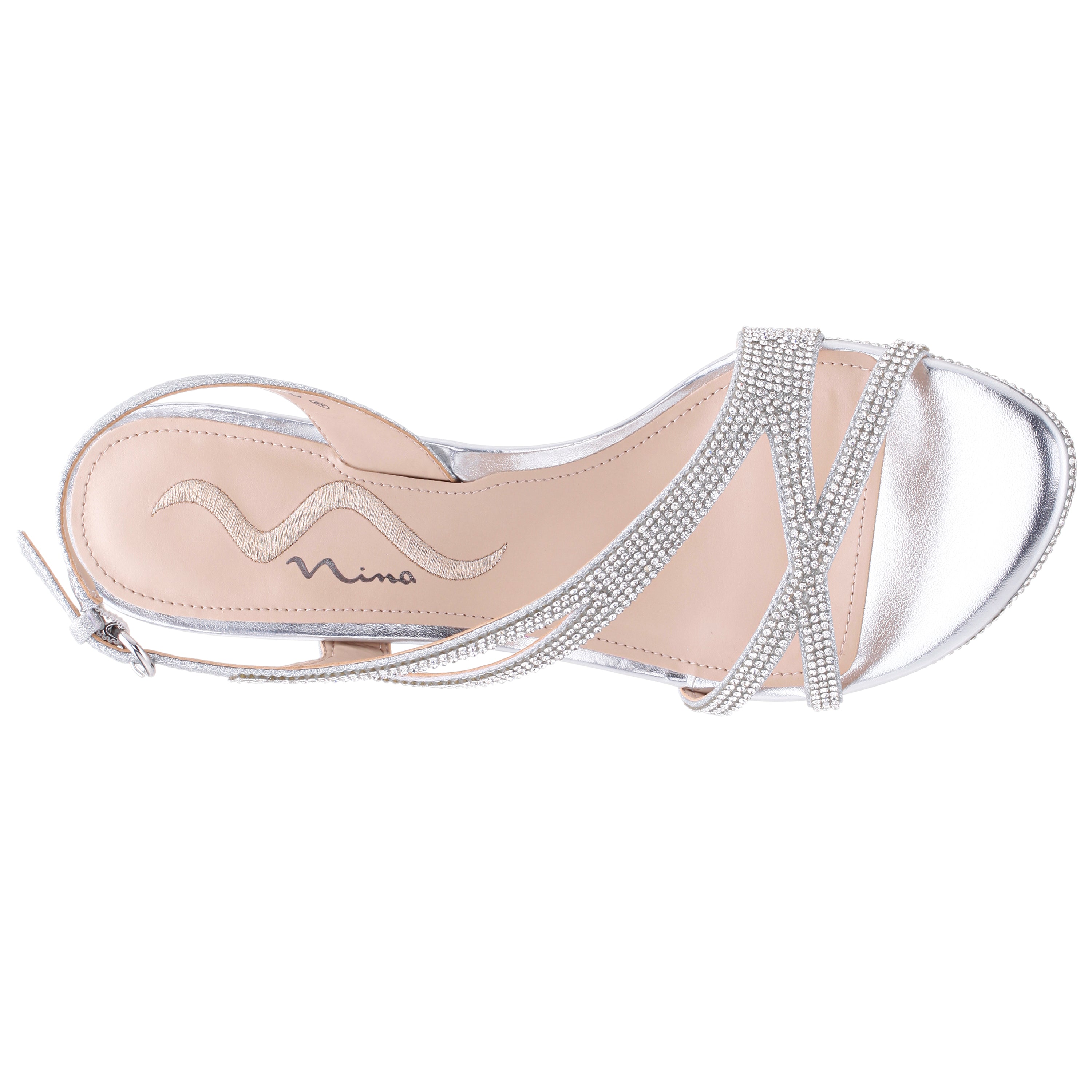 Womens Nerice Silver Crystal Mid-Heel Platform Dress Sandal Womens Nerice Silver Crystal Mid-Heel Platform Dress Sandal