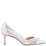 NOREEN-Women's Ivory Satin Crystal Pointy-Toe Mid-Heel d'Orsay Pump