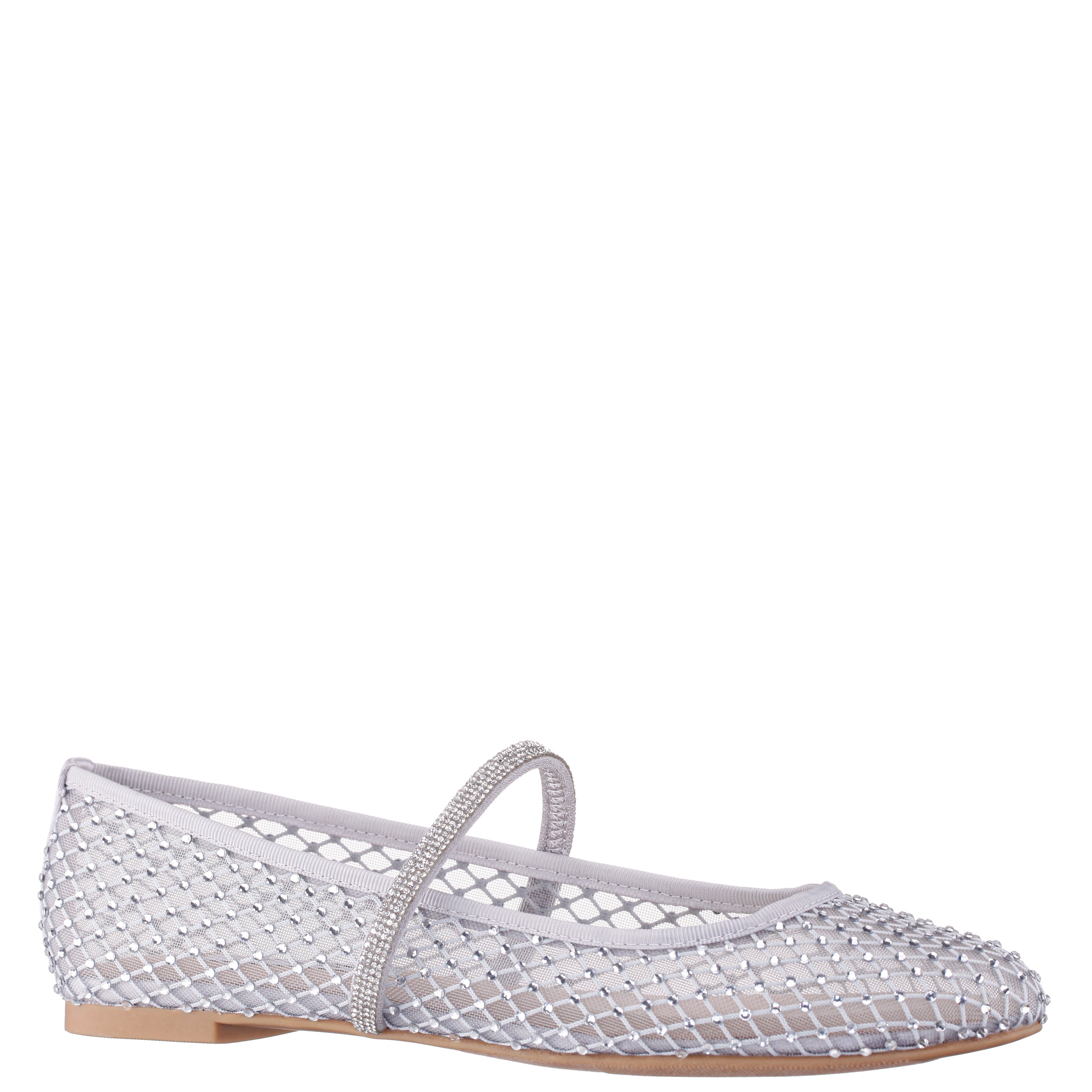 Women's Peggy Grey Mesh With Rhinestone Ballerina Flat Women's Peggy Grey Mesh With Rhinestone Ballerina Flat