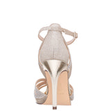 RESSIE-Womens Platino Glitter & Crystal High-Heel Platform Sandal