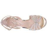 RESSIE-Womens Platino Glitter & Crystal High-Heel Platform Sandal
