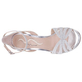 RESSIE-Womens Silver Glitter & Crystal High-Heel Platform Sandal
