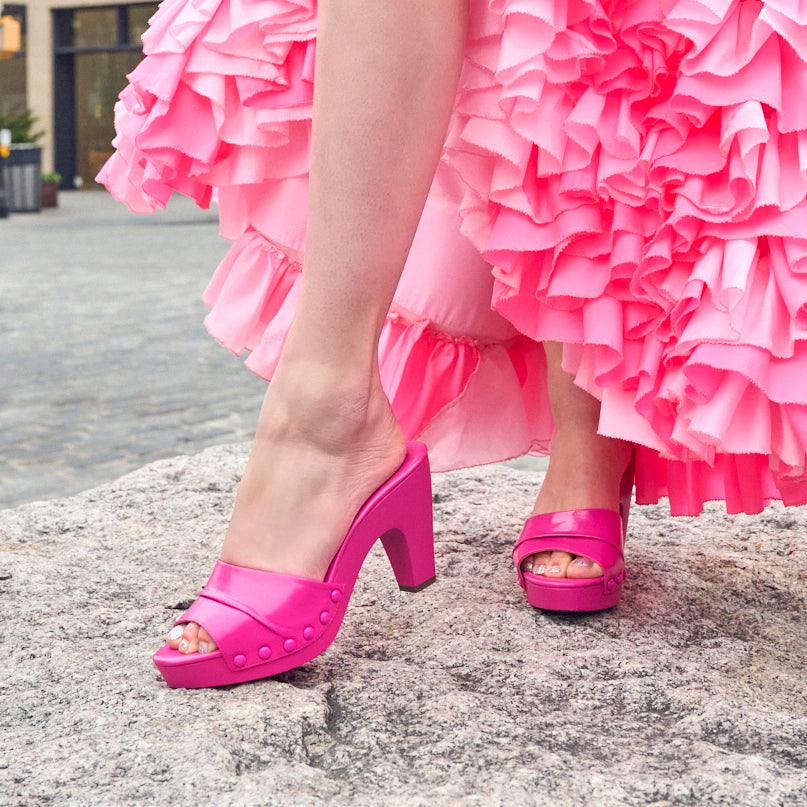 Womens Vibe Pink Slide Sandal On A Platform Bottom | Nina Shoes