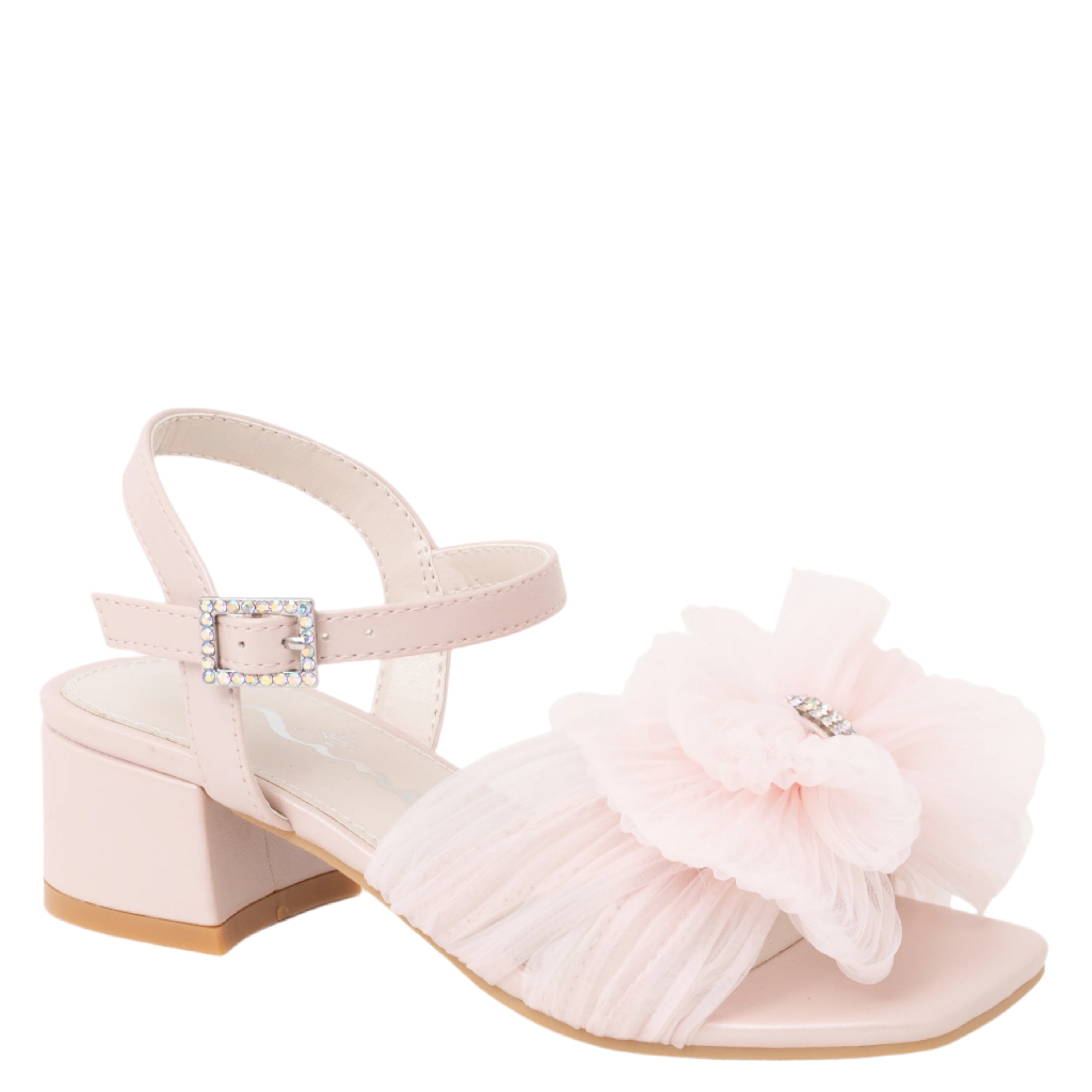 Girls Viki Pink Block Heel Bow Dress Sandals | Nina Shoes