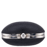AMORIE-BLACK CRYSTAL HEART-SHAPED MINAUDIERE